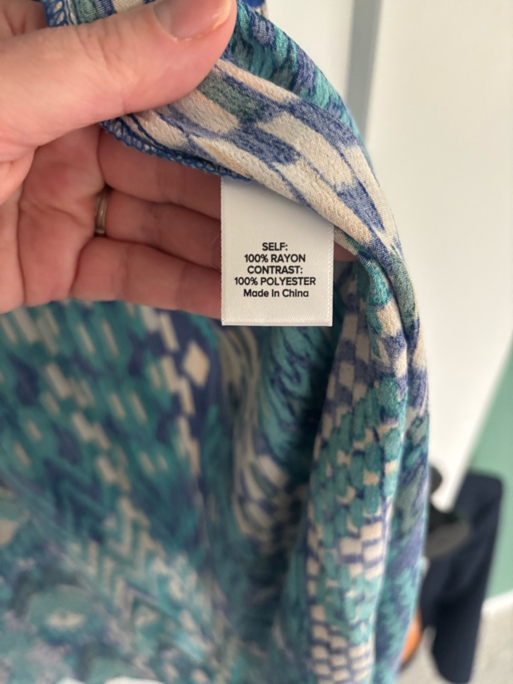 Evereve Teal, Blue & Cream Printed Layering Kimono - Picture 3 of 6